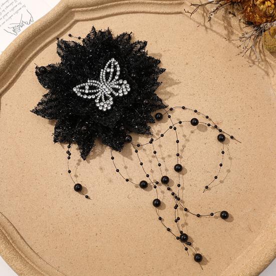 Peony Feather Tassel Hair Claw Women Girls High Cap Bone Design Hairpin Sturdy Shark Clip Hair Accessory