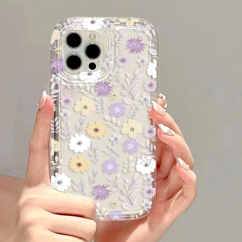 Etui na telefon z kwiatami dla iPhone 16 Pro Max Etui iPhone 11 14 13 12 15 Pro Max 8 7 Plus XR XS X SE Przezroczyste etui odporne na wstrząsy