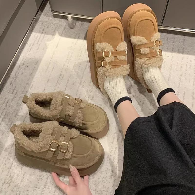 Thick-soled Cotton Shoes for Women To Wear In Winter, New Models To Keep Warm, Lazy People Pedal Snow Boots, Retro and Velvet.