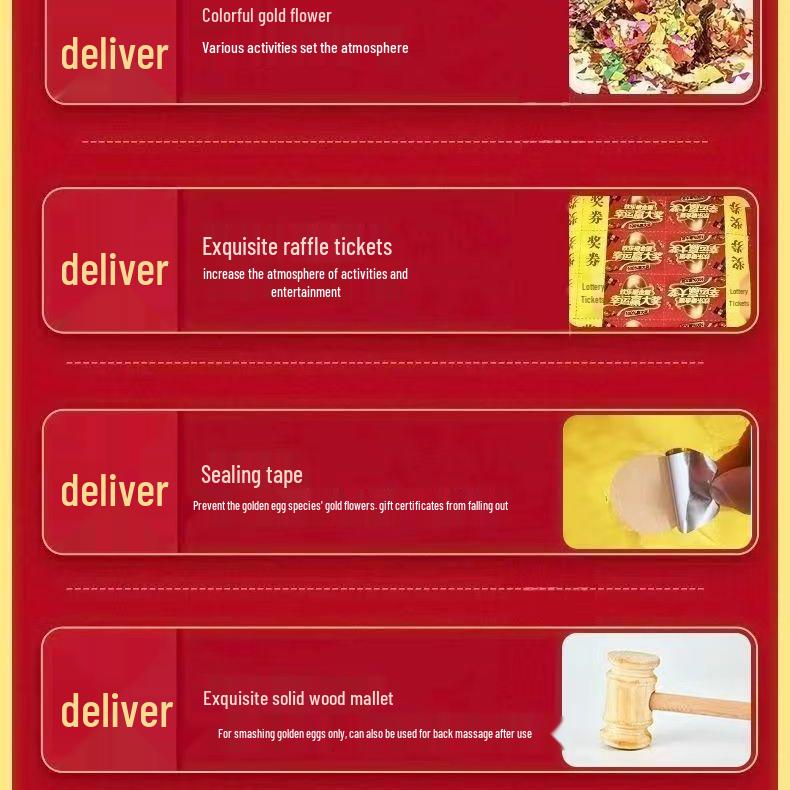 

Набор Золотое яйцо - разбиваемые яйца 12-25 см для уличных ярмарочных мероприятий 12 cm Golden Eggs, 6 pcs