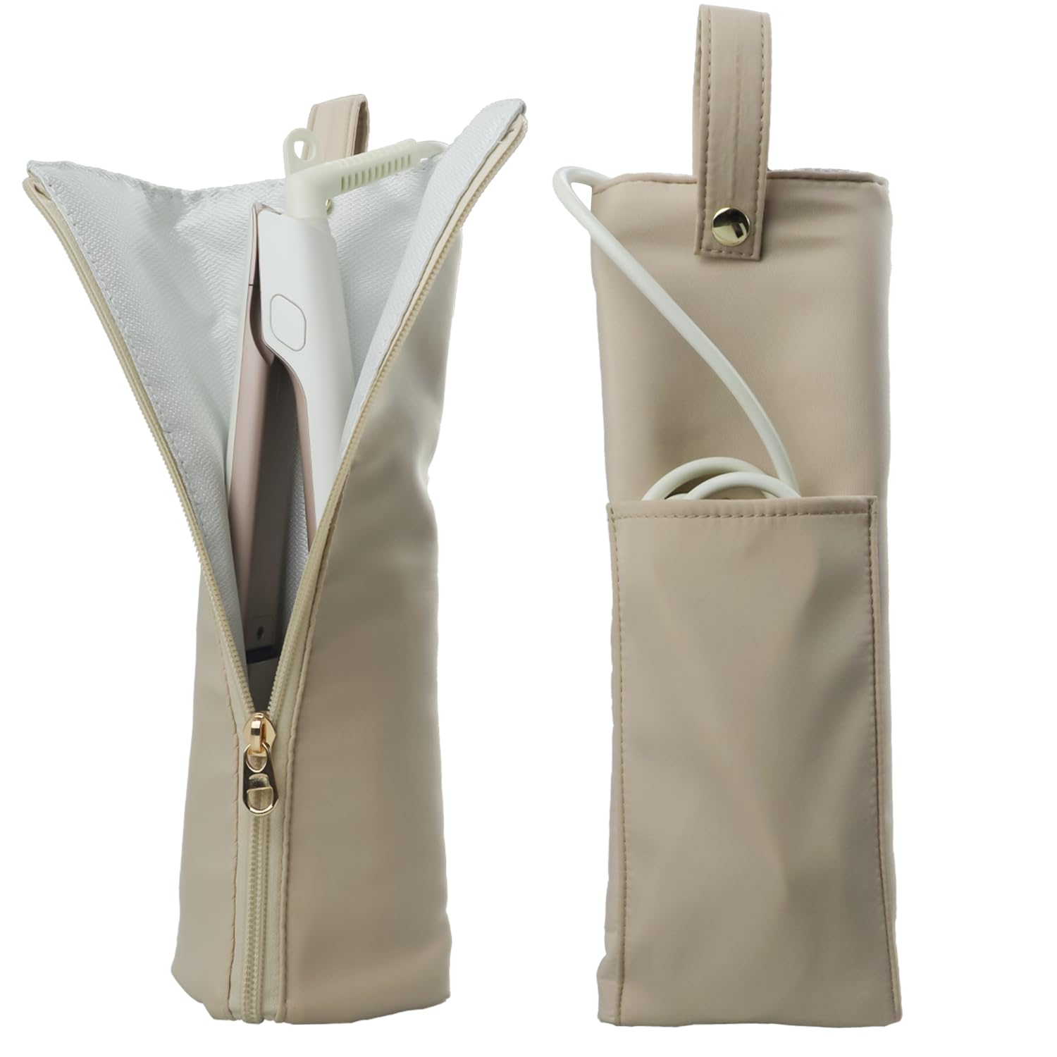 

Футляр для хранения щипцов для завивки волос Heat 300, термостойкий карман для хранения шнура, в комплекте [Удобное хранение], чехол, устойчивый, градусы, подвешивание, бежевый