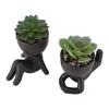 2pcs Artificial Succulent Flower Pot Cute Innovative Human Shaped Mini Fake Succulent Flower Pot for Home Desktop Decor