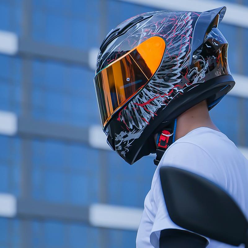 Helmet men's motorcycle full helmet locomotive women's electric four seasons summer riding helmet