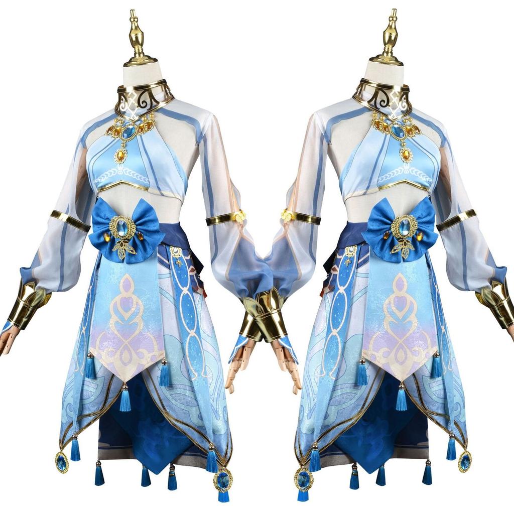 Genshin Impact Nilou Sumeru Costume Cosplay Parrucca Rossa Donna Abiti Blu Vestiti Anime per Halloween Festa di Carnevale