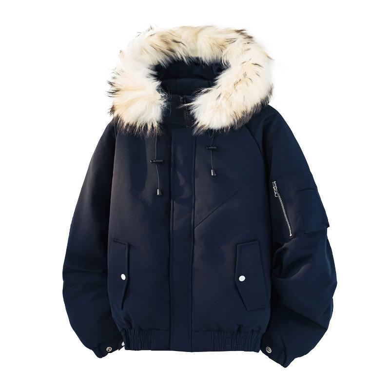 % Down New National Standard White Duck Down Down Jacket for Men and Women In Winter Loose Parker Thickened Large Fur Collar Jacket for Men