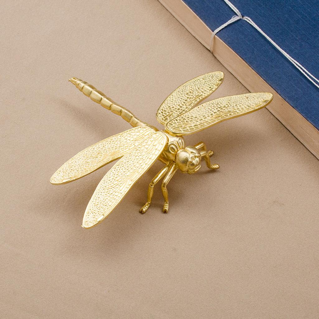 Miniature Dragonfly Sculpture Solid Adorable Home Decor Brass Dragonfly Ornament for Bedroom Teahouse Shelf Office Tabletop