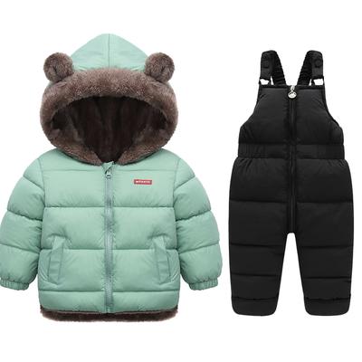 Ensemble de vêtements d'hiver pour enfants, manteaux en polaire d'agneau + pantalons en duvet pour bébé, épais et chaud, 2 pièces, vêtements pour enfants, vestes à la mode pour garçons et filles