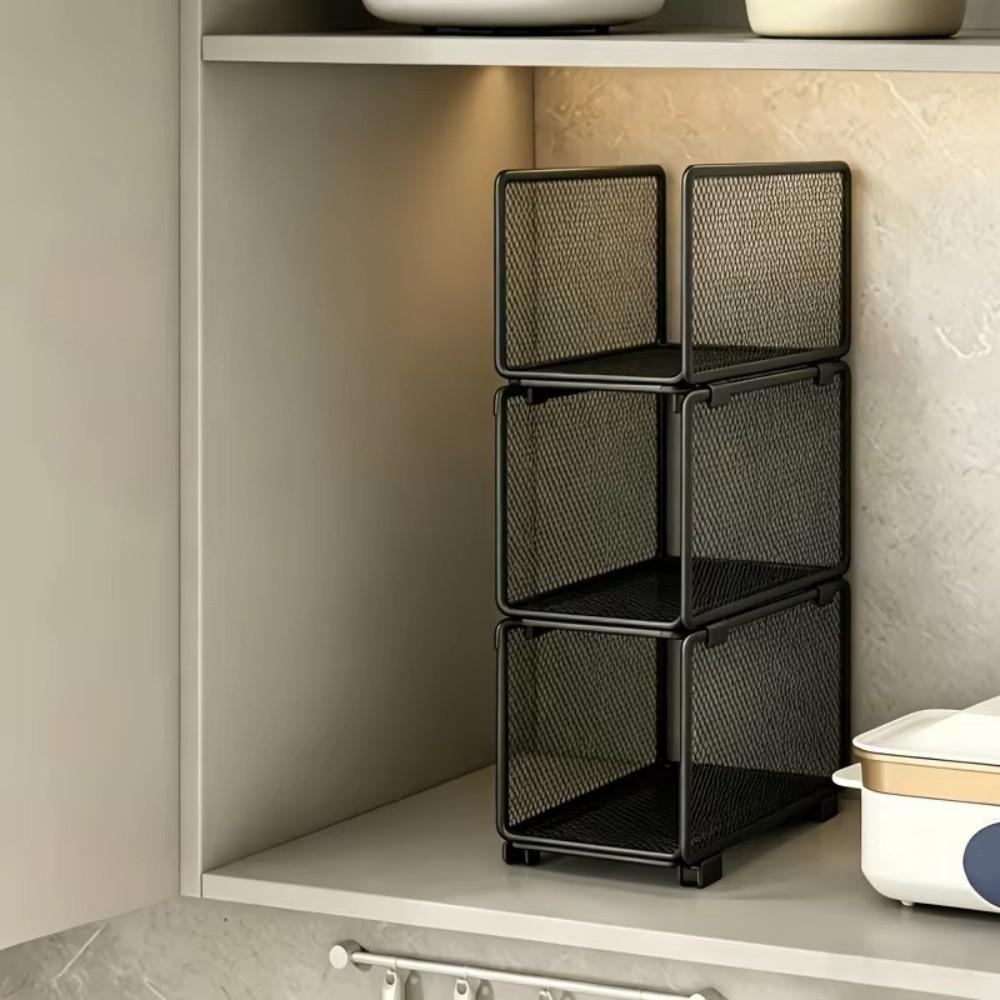 1pcs Mesh Construction Cabinet Storage Basket Mesh Shelving Unit Rack  For Household Use