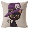 New Halloween Pillow Cartoon Cat Linen Printed Pillow Cover Nordic Funny Decorative Cushion
