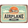 Airplane Tin Sign Vintage Time To Fly Metal Signs,Airport Awaits Room Wall Decortive Signs,Retro Wall Art Decoration for Home