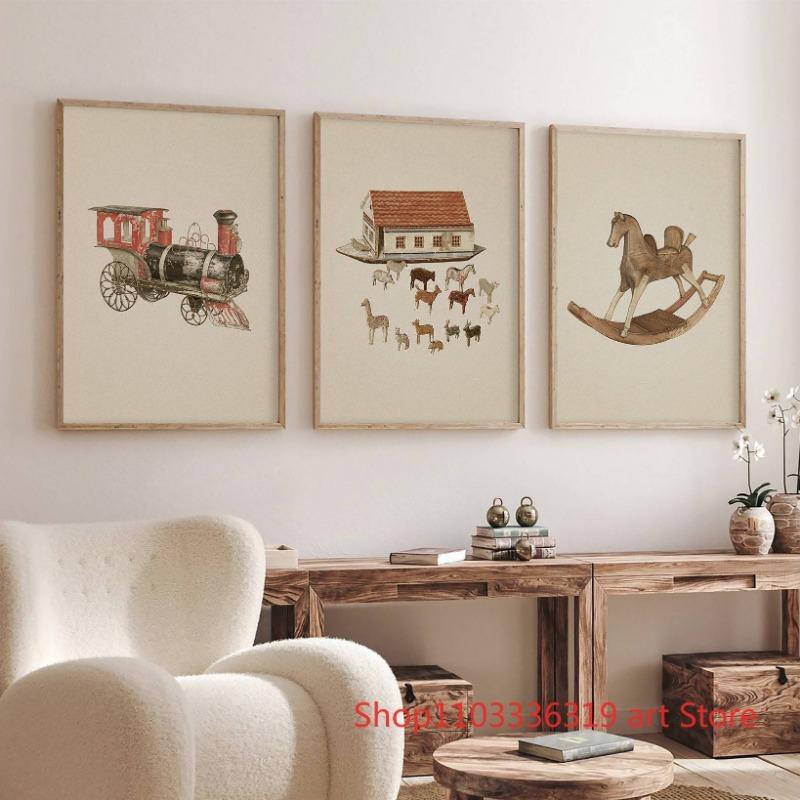 Old Vintage Style Ancient Transportation Animal Art Poster Canvas Painting Wall Prints Picture for Living Room Home Decor