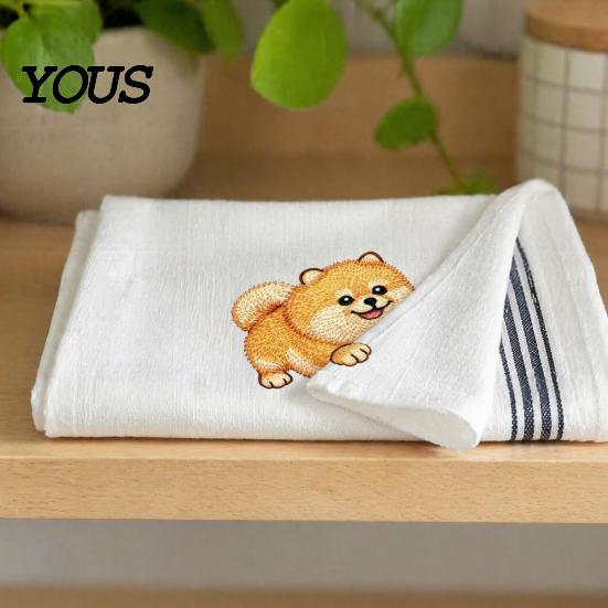 Cute Kitchen Decor Puppy Tea Towel, Embroidered Corgi Dachshund Dish Absorbent Accessories for Dog Owners Quick Dry Hand Towel Lovers Bathroom
