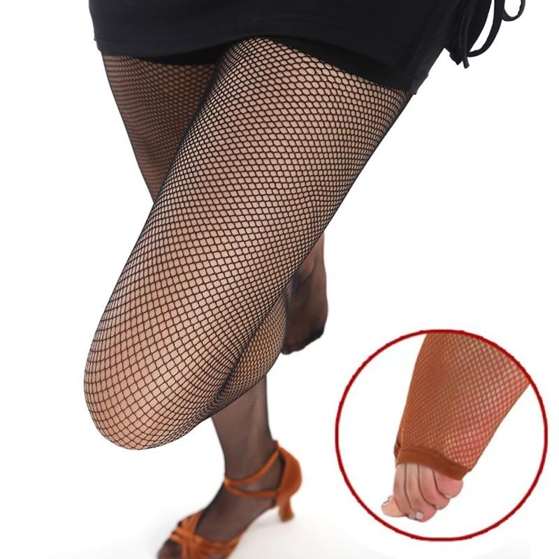 Übergröße Latin-Strumpfhosen Sexy Zehenfrei Netzstrümpfe Verstärkter Baumwollzwickel Durchsichtig für Tänzerinnen S - XL gray