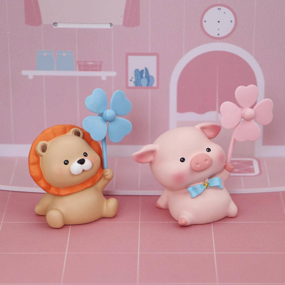 Bear Animals Figures Pig Landscape Decoration Animal Windmill Figurines Collection Toy