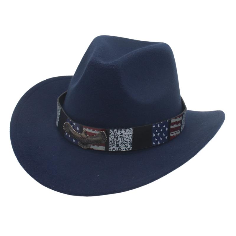 Star Stripe Accessories Top Hat Western Cowboy Hat Bull Head Accessories Felt Hat National Style Freedom Eagle Felt Hat
