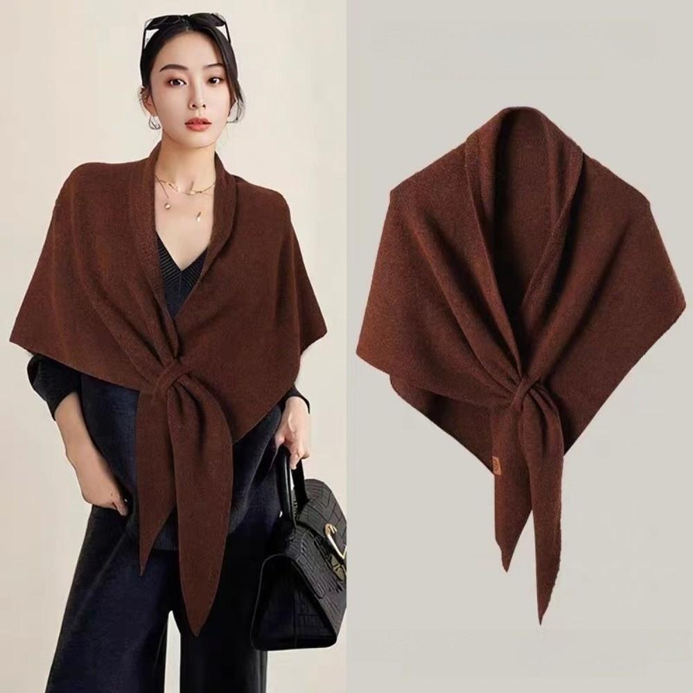 Soft Triangle Scarf Solid Color Sweater Shawl Cape Fashion Knitted Shawl