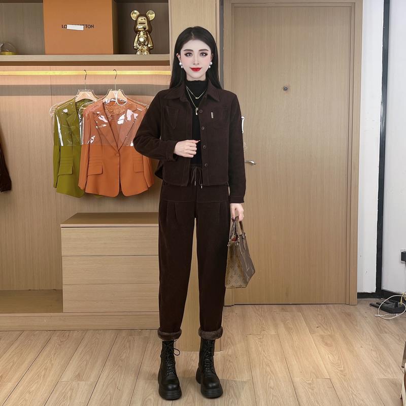 Petite Women's Stylish Autumn/Winter Two-Piece Plus Size Outfit