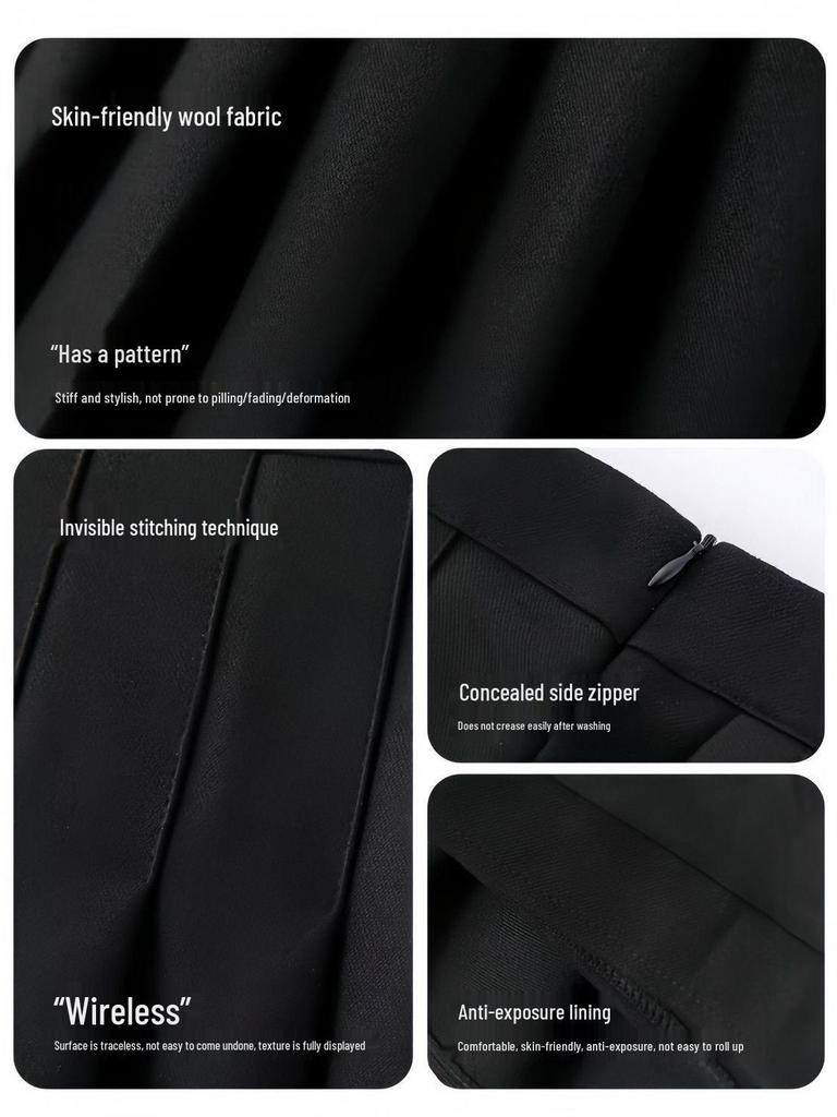 Petite Spódnica A-line z wysokim stanem z mieszanki wełny plisowana na jesień/zimę