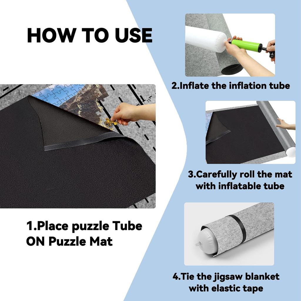 Puzzle Saver with Lid 1000 1500 Pieces Puzzles Board Storage Cover Transport Pump Glue Portable Felt Inflatable Stick Organizer Pad Tabletop Frame