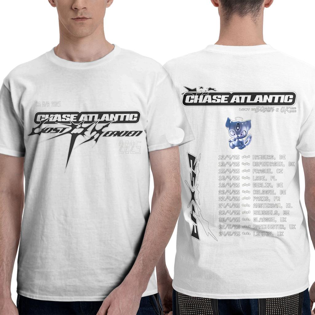 Chase Atlantic  T Shirt Men Music Vintage Pure Cotton T-Shirts Summer Round Neck Hipster Tee Shirt Pattern Oversized Tops