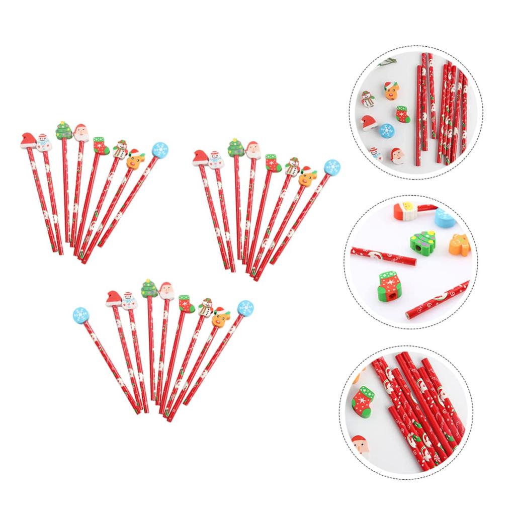 25 Christmas Christmas Kids Christmas Goods Bag Christmas TPR Pencils with Assorted for School Pencils, Stationery, Filler, Eraser, Wooden, Colors,