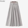 ZANZEA Woen Elastic Waist Solid Color Loose Casual Wide Leg Pants