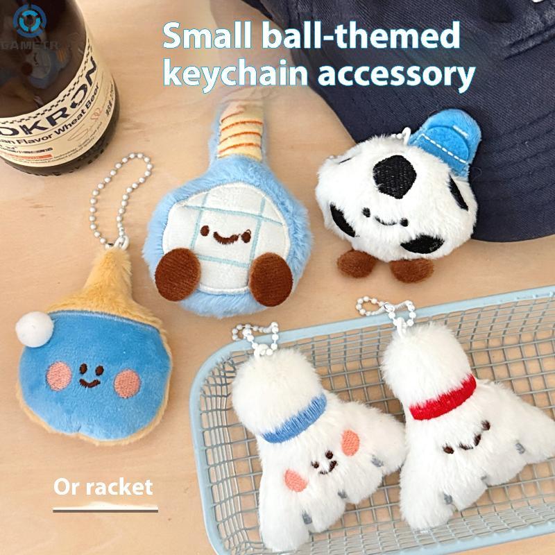 1PC Cute Cartoon Plush Ball Decoration Doll Pendant Keychain Kawaii Football Table Tennis Racket Stuffed Doll Toys Pendant Gifts