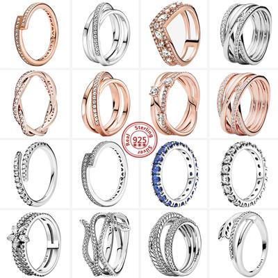 Silver Original Delicate Ring Zirconia Sparkling Row Eternity Round Ring Women European Jewelry DIY