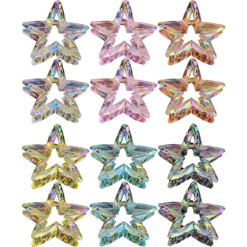 Laser Cutout Star Hair Clips Girl Ponytail Claw Shark Clip Back of Head Hair Accessories