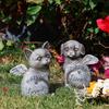 Resin Pet Dog Cats Memorial Sculpture Weatherproof Small Animal Monument  for Home Decorations