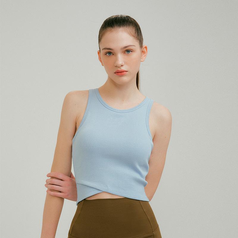 

Новая летняя одежда для йоги, жилет, женский топ для фитнеса, модные топы без рукавов для бега, тонкие спортивные майки на бретелях L небесно-голубой