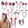 4th Of July Headbands For Women 9X Red White Blue Patriotic Hair Hoop US Flag Headwear Photo Props For Adults And Children