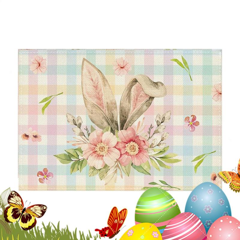 Osterhase Tischset Frühling Tischsets Leinen Tischset Rutschfest Wärmeisolierung Für Ostern Frühling Feiertagsparty Heimdekoration