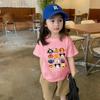 Girls Cotton Short Sleeve T Shirt Summer Cartoon Print Round Neck Top Toddler Casual Breathable Tee