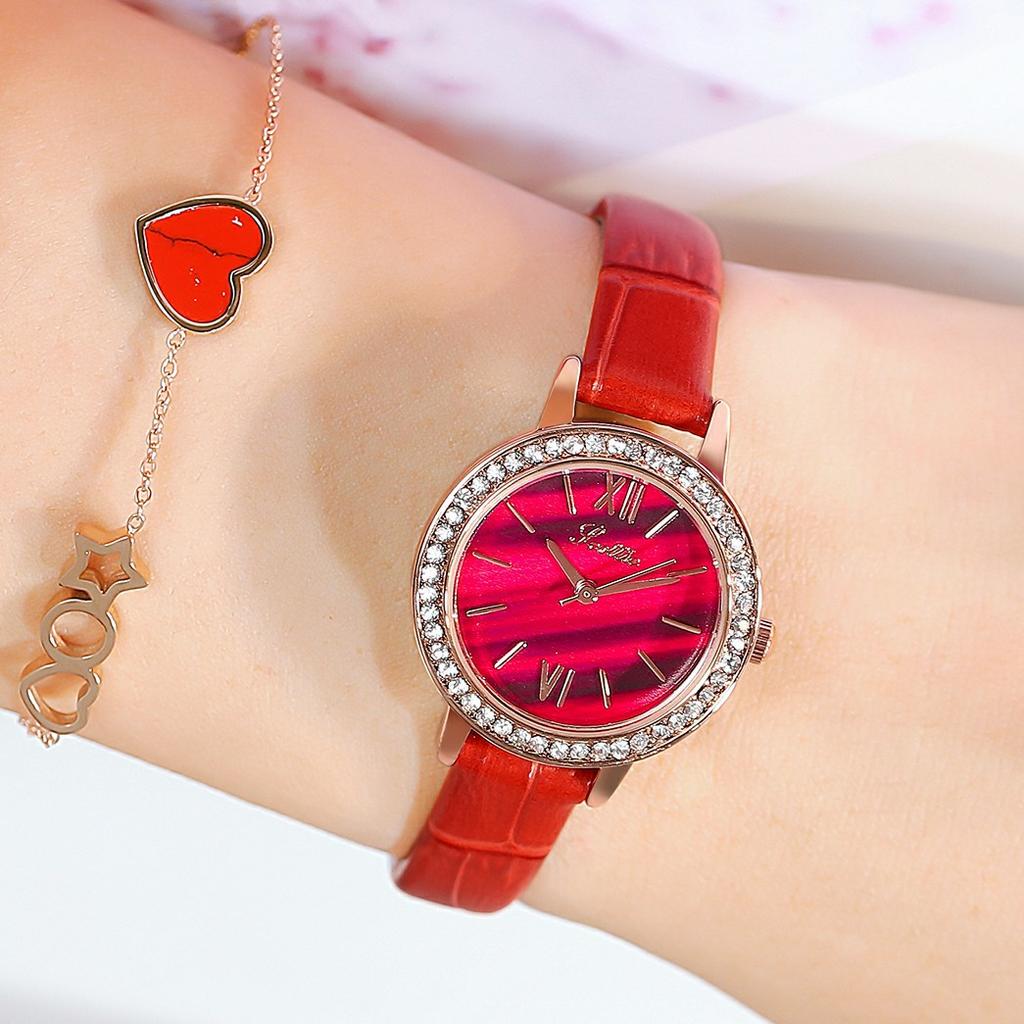 Retro Small Dial Niche Women'S Watch Small Green Watch Waterproof Leather Strap Watch Women