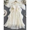 Accessible Luxury Open Back A- Line Embroidered Dress Large Swing Halterneck