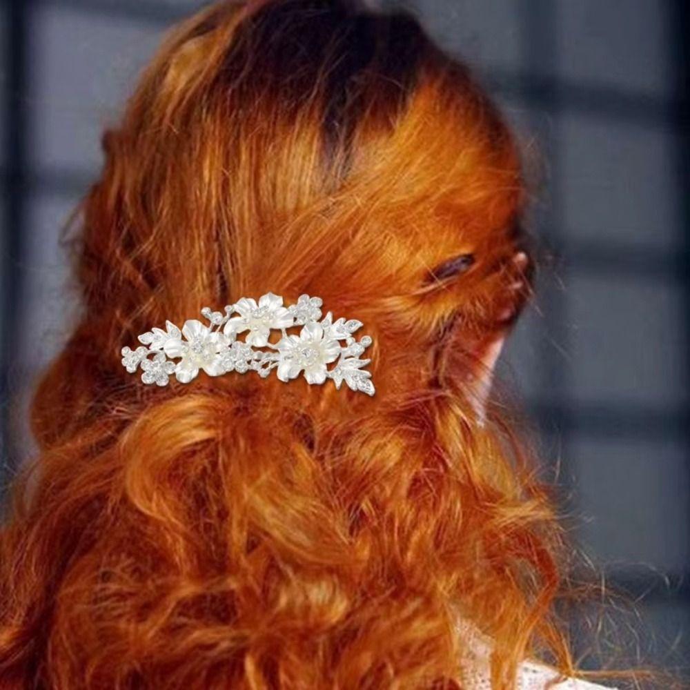 Gold Silver Color Rhinestone Hairpin Headdress Flower Hairclip Fashion Bridal Hair Comb  Brides