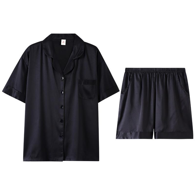 Pajamas Ladies Summer Summer Ice Silk Short Sleeve Shorts Thin Silk Cool Simulation Silk Loungewear Women's Suit