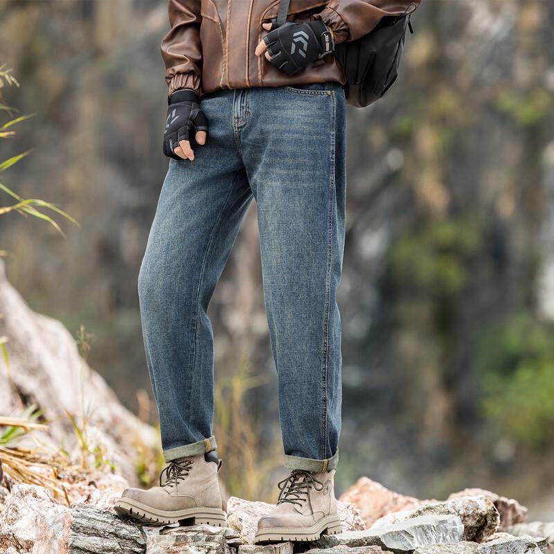 

Jeep Мужские выстиранные джинсы прямого кроя в стиле ретро 30