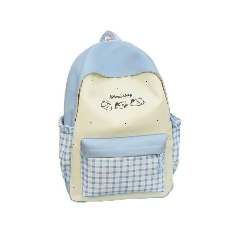 Schoolbag Lightweight Plaid Backpack Female Japanese ins Niche Junior High School Student School Bag Versatile Fashion Korean version ins Backpack