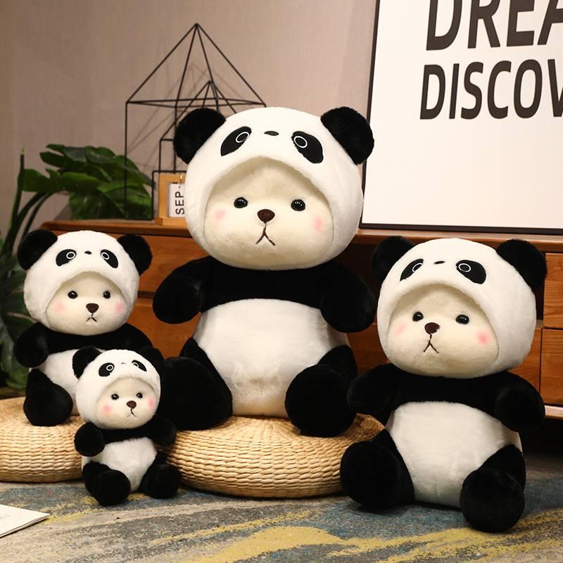 Süßer Bär verwandelt sich in Panda Plüschtier Spielzeug für Jungen und Mädchen Geburtstagsgeschenk Schlafkuschler