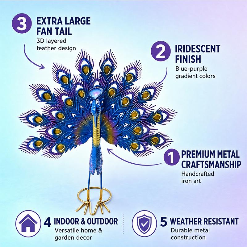 New Metal Peacock Statue for Garden Decoration