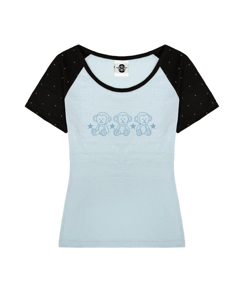 PRIMATE Trio U-Neck Polka Dot Raglan Slim Fit Short Sleeve T-Shirt 4 Colors