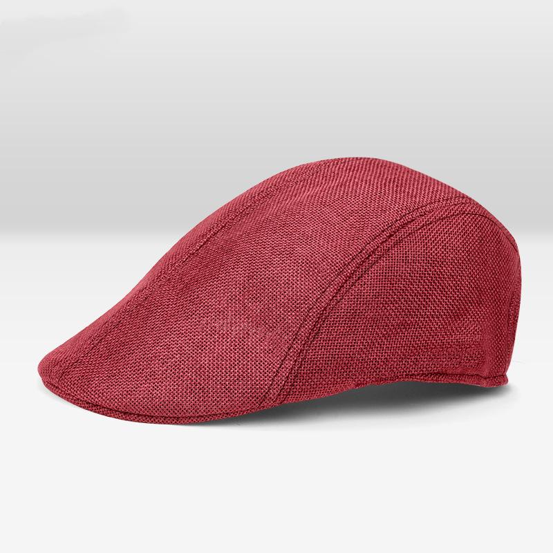 

Sun hat summer breathable beret cap cap linen hollow solid color beret forward hat sun protection men and women M（56-58cm）