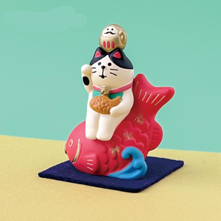 Japanese Zakka Spring Festival Cat Resin Ornament – Cute Miniature for Home Décor or Photography