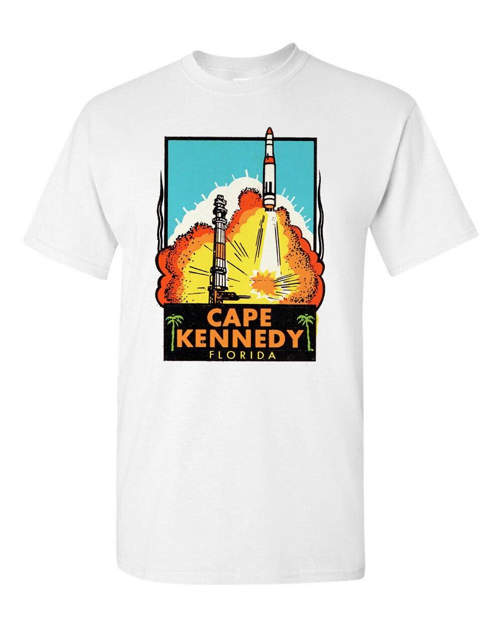 Retro Travel Tee T Shirt Vtg Art Souvenir Tourist Florida Cape Kennedy Rocket 2XL