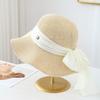 Bucket Hat Knitted Fisherman Hat with Ribbon and Metal, Spring/Summer/Autumn Windproof Versatile Women's Hat New