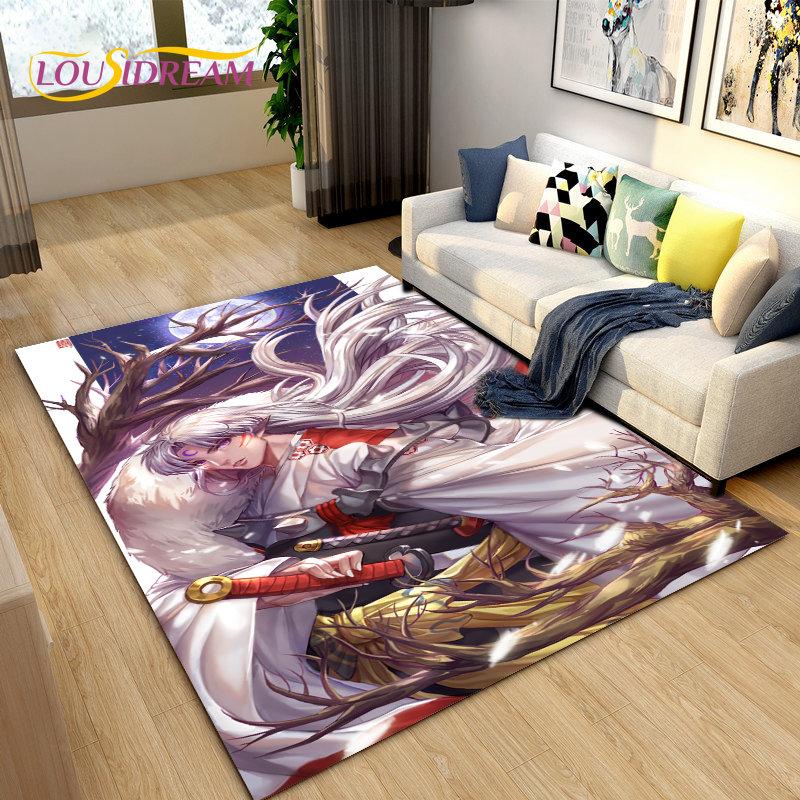 Inuyasha Japan Anime Cartoon Bereich Teppich, Teppich Teppich für Wohnzimmer Schlafzimmer Sofa Fußmatte Dekoration, Kinder spielen rutschfeste Bodenmatte