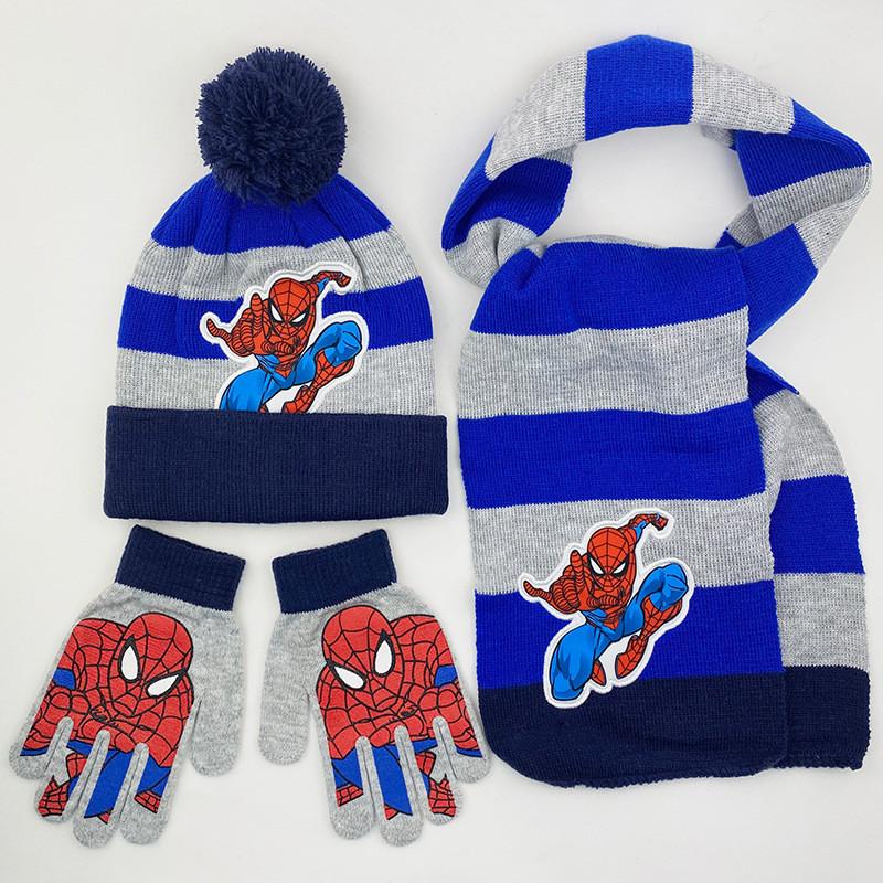 Cozy And Colorful Spider Man Knit Hat Scarf And Gloves Set For Boys Autumn Winter Outdoor Fun