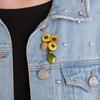 Daisy Sunflower Maple Leaf Brooch - Floral Paint Corsage Accessory